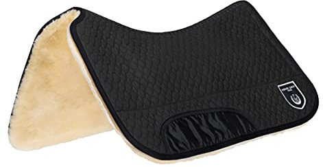 Westernpad/Western-Satteldecke Christ– Westernsattelpad aus echtem Lammfell (20mm Wollhöhe), Einschubtaschen (ohne Polster), in schwarz & braun, Gr.: 70x75, 75x75, 80x80 cm