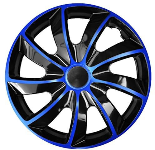 NRM - Ensemble de 4 enjoliveurs en ABS plastique Noir/Bleu 13 à enclipser