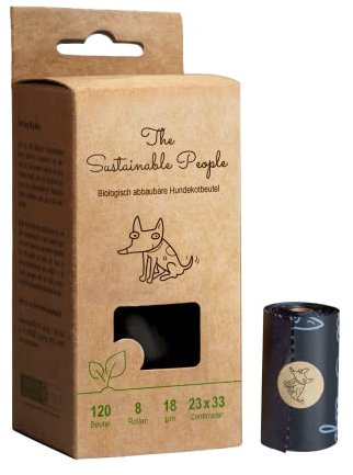 TSP Bio-abbaubare Hundekotbeutel - OK compost HOME zertifiziert - 100% heim-kompostierbar und biologisch abbaubar - Gross, Extra Dick (18µm)