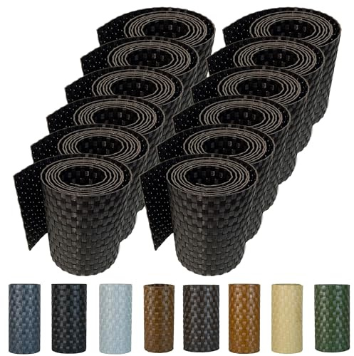 workingHOUSE Polyrattan-Sichtschutzstreifen, Sichtschutz für Doppelstabmatten Zaun, 19 x 255 cm (12 x Dunkelbraun) | 12x255cm, wetterfest, für Zaun, Tor & Balkon geeignet, einfache Montage