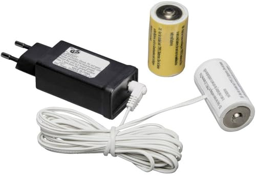 Konstsmide Netzadapter für Batterieartikel mit 2 x C 1.5V Batterien, 3V, weißes Kabel - 5172-000