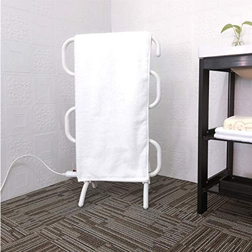 Scalda salviette da Bagno Elettrico termostato, stendino da termosifone Verticale 2in1 da Terra e Parete Asciugabiancheria Portasciugamani con 4 Elementi RiscaldantiUK Plug