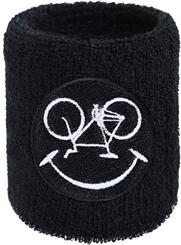 Fitness cykel svettband smiley mountainbike broderi svettband broderad & absorberande frotté speedbiker handled arm svart downhill armband barn gåva test svettarmband