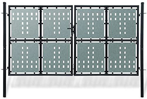 Moderner Stil,Mit Schließsystem,Zauntor Gartentor Doppeltor schwarz 300 x 200 cm