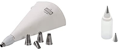 Kaiser La Forme Plus Spritzbeutel Set 7-teilig, wiederverwendbarer Spritzbeutel groß mit Tüllen, Adapter, 5 Spritztüllen & Kaiser Inspiration Spritzflasche mit 2 Edelstahl-Tüllen, Quetschflasche 75 ml