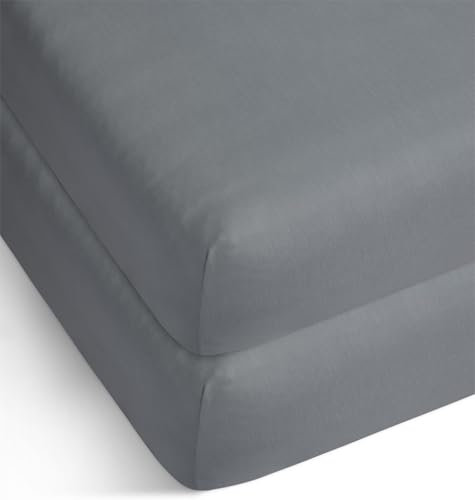 2 x Bambus Spannbettlaken Spannbettuch Bettlaken aus 100% Bambus 210 g/m² Oeko Tex Farbe Dunkelgrau Größe 90-100 cm x 200 cm x 30 cm