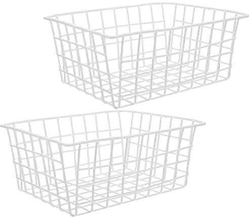 Paniers de Rangement en Fil de Fer 2 Pièces, Blanc