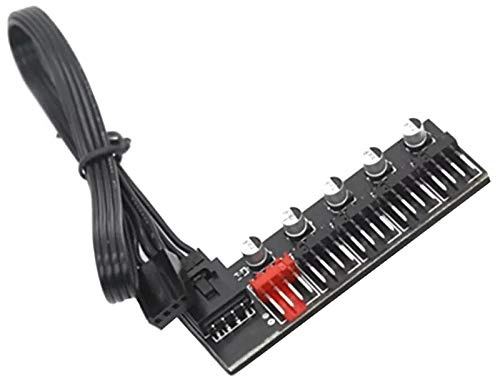 Zunedhys 5 Port PC Fan Hub Splitter Speed Controller Adapter for 4 Pin PWM Cooling Fan Computer Cables Connectors