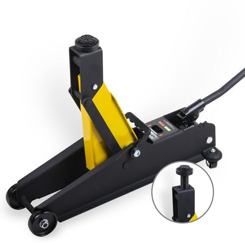 BullPower BP630B Wagenheber für Geländewagen, SUV, Jeep - 192-532mm - 3T - 3000kg in Mattschwarz/gelb + 2X Gummiauflage