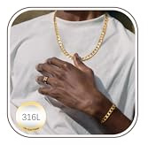 LOLIAS Pansarkedja män rostfritt stål personlig 5/9 mm breda länkar hiphop kedja man halsband och armband män silver för män pojkar längd 46–55 cm valbar