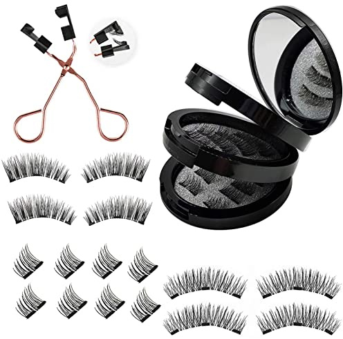 Magnet Wimpern Set Mit Zange Kommt, 8 Paare Magnet Wimpern 3D Magnetische Wimpern Wiederverwendbar Magnetisches Kein Kleber Erforderlich Für Tägliches Make-up Oder Dating, Hochzeit,