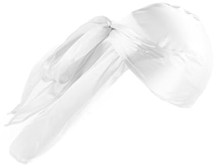 osiuujkw Long Tail Silk Durag För män Mjuk och Bekväm Brett utbud av applikationer Män Svarta Bandanas För Hip Hop Rapper, Vit