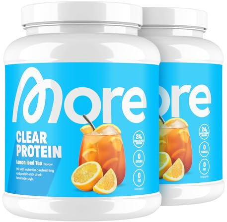 MORE Clear, Lemon Iced Tea, 2 x 600 g, Protein Drink mit Whey Isolat, clear Whey - made in Germany