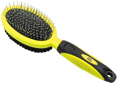 Animal House Spazzola Duo-Care Comfort: Massaggio e Pulizia Professionale per Cani e Gatti, con Setole in Metallo e Gomma, Manico Antiscivolo, Ottimo per Pelo Lungo e Corto (2in1, 1)