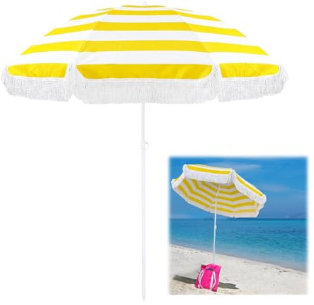 Zhixubah Yellow Parasol De Jardin Extérieur 1.8m Parasol Balcon Inclinable Portable Parasol De Plage À Franges Parasol De Patio Grand Parasol De Terrasse Parasol De Table Basse Imperméable