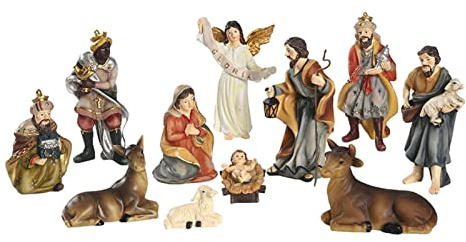 Shitafe Krippenset mit 11 Figuren, Weihnachtskrippe handgefertigtes Weihnachtskrippenset Weihnachtskrippe mit Krippenfiguren Weihnachtsdekoration
