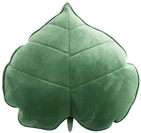 3D Leaf Throw Pillow 50x50cm Decorative Plant Pillow Soft Plush Leaf Shaped Cushion Novelty Plush Backrest Pillow Comfortable Plant Sleeping Cushion for Bedroom Sofa Couch Living Room(green)