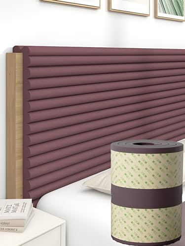 3d Wandpaneele Gepolstert für Schlafzimmer, 1cm Dick Anti-Kollision Wandkissen Selbstklebend, Gepolstert Wandpolster Bett Kopfteil für Wohnzimmer, Garage, Balkon, Tisch, Ecke ( Color : Brown , Size :