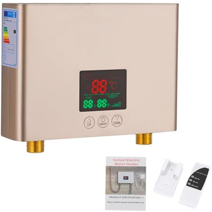 Durchlauferhitzer, 3000W Elektrische Durchlauferhitzer mit Fernbedienung und LED-Digitalanzeige, Temperaturwahl 30-55℃, für Küchen, Badezimmer, Wohnmobile