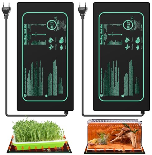 Leikurvo 2 Pezzi Tappetino Riscaldante per Piante, Tappetino Termico per Germinazione di Semi e Animali Domestici, Tappetino Riscaldante da 21W con Termostato, Reptil Dragon Temperatura Riscaldamento