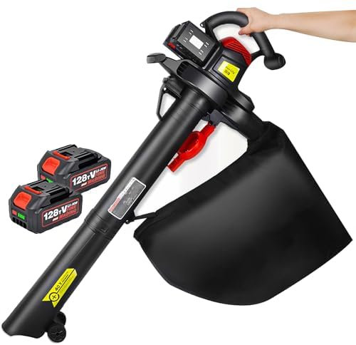 OFNHJK 40V Cordless Leaf Blower & Vacuum Mulcher, Garden Vacuum And Blowers, 6 Speeds Battery Powered Leaf Vacuum Mulcher with 40L Collection Bag, 156CFM, 2 x 4.0Ah Battery