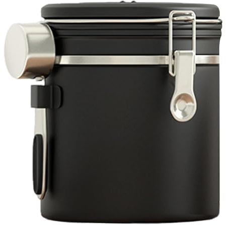 Conteneur à café moulu, boîte à café hermétique avec valve d'échappement hermétique avec cuillère, récipient de café moulu, pot à café en acier inoxydable 304 pour grand