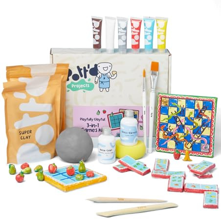 Pott'd Mini-Töpfer-Sets | Lufttrocknendes Töpferset für Erwachsene | Mit Farben, Töpferwerkzeugen und lufttrocknendem Ton ganz ohne Brennen | KOSTENLOSE Online-Anleitung | Perfekt für Anfänger