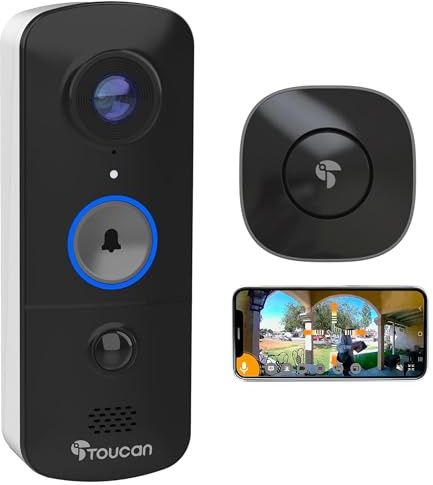 TOUCAN V3 Wireless Video Doorbell with Chime: 1080p Security Camera | Expansive 180° field of view meets smart 2-way audio. Secure your home with free cloud storage, no subscription required.