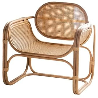 Rattan-Akzentstuhl, Rattan-Sessel for Wohnzimmer und Schlafzimmer, Terrassen-Rattanstuhl, natürliches Gestell, Freizeitstuhl for draußen und drinnen , Rattanstuhl für drinnen und draußen(Natural)