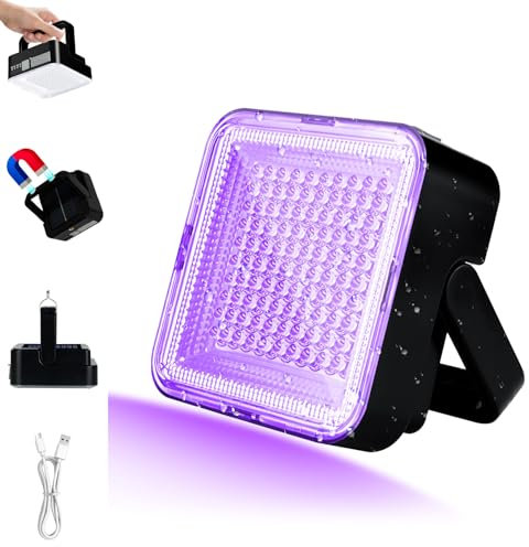 UV Black Light Rechargeable Battery, 60W 5000 mAh UV Black Light, 100 LED 395 nM Blacklight, Pet Urine Detector for Dog/Cat Urine Stains Detection, Bed Bug, Scorpions Finder, Bedroom, Camping, Outdoor