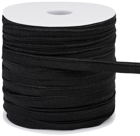 BENECREAT 45.7 m Rifinitura con Cordoncino Nero, Nastro Elastico per Tubi, 9mm Cordoncino per Tubi, per Cucito, Decorazioni per La Casa, Fai Da Te