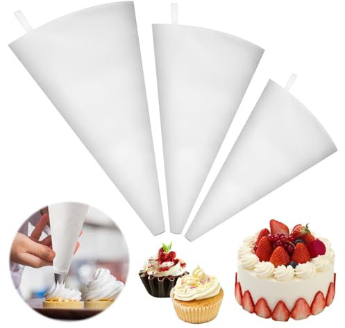 3 Piezas Mangas Pasteleras, 45/40/35 cm Manga Pastelera Profesional, Manga Pastelera Reutilizable, Manga Pastelera Profesional Reutilizable para DecoracióN en Tartas, Pasteles, Galletas, Cupcakes