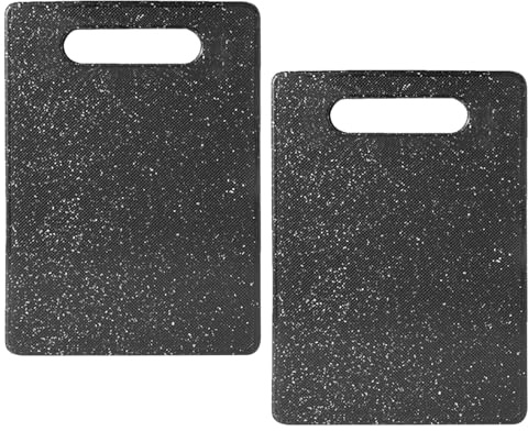 Pixaro 2pcs Small Chopping Board Set, Granite Effect, Double-Sided, Non-Slip, Portable, Dishwasher Safe, Black, Plastic, Rectangular, 24*16.5cm