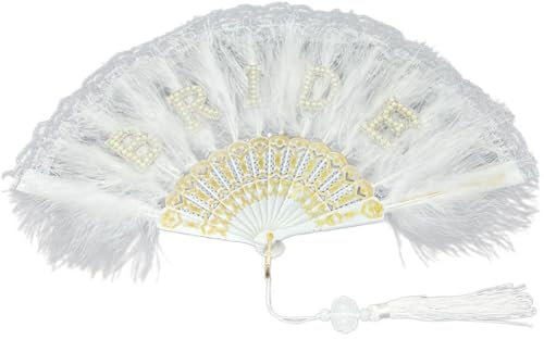 Casiler Braut-federfächer, Braut-handfächer, Handfächer Für Frauen, Hochzeit, Verlobung, Tanzparty, Brautparty, Junggesellinnenabschied, Dekorationen