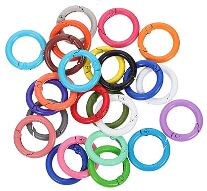 VILLCASE 24 Stück Runde Federringe Schlüsselanhänger Aus Korrosionsbeständigem Eisen Selbstgemacht Tasche Karabiner Clips Für Handarbeiten Und Gepäck