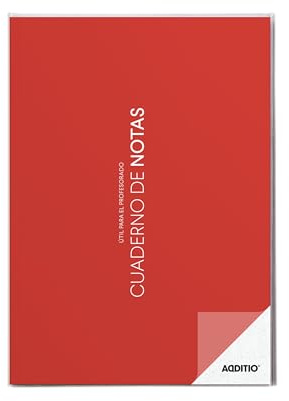 ADDITIO - Cuaderno Notas para el profesorado | Planificación del curso (4 meses vista) | Evaluación continua | Papel ecológico | Tamaño A4 | Español | Rojo
