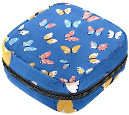 Borsa per assorbenti igienici, borsa per il primo ciclo mestruale per ragazze e donne, sacchetto per coppetta mestruale, motivo farfalle colorate porta tamponi mestruali femminili