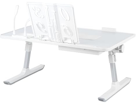 Table de lit Pliable pour Ordinateur Portable réglable en Hauteur 5 Positions pour canapé, Sol, Travail, étude, Lecture, Nourriture, 60 * 40 * 26-39cm-Gris