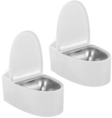 Holibanna Wandmontierter Aschenbecher Mit Deckel 2 Stück Für Badezimmer Toilettenform Aus Edelstahl Und Pp-material
