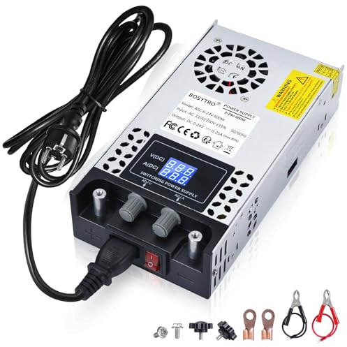 BOSYTRO Fuente de Alimentación Regulable 0-24V 0-25A 600W Transformador 220v a 12v 24v Fuente Alimentación Conmutada para Tiras de LED, CCTV, Impresoras 3D, Radio, Cámara