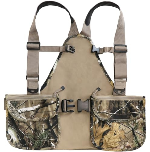 HUNTPAL Upland Hunting Vest Tactical Vest for Filed Bird Hunting, Backpack w/Game Pouch and Pockets, Chest Strap & Waist Belt (Leaf Camo)