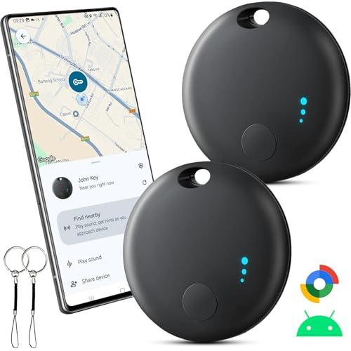 Air Tag Schlüsselfinder, Android Smart Tag, Air Tracker Tag Schlüsselfinder KeyFinder kompatibel mit Google,Find Hub Device App Bluetooth Key Finder für Gepäck/Taschen/Koffer/Brieftasche (Schwarz)