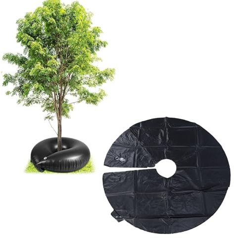 Gsycle Reusable Tree Watering Ring, 10 Gallon PVC Drip Irrigation Water Pouch Slow Release Watering Bag for Planting Gardening (Black)