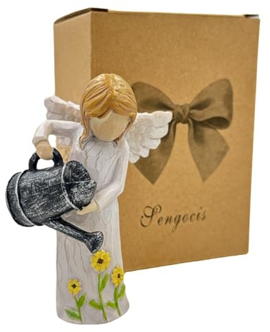 Sengocis Gardening Gifts for Women - Hand-Carved Resin Figurine with Vintage Watering Can, Small Collectible Decor for Gardeners/Moms/Teachers - Perfect Birthday/Thank You/Moving Gift