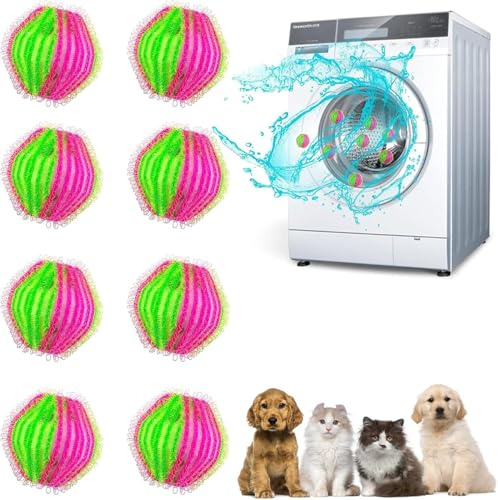Tierhaarentferner Waschmaschine, 8 Stücke Fusselbälle Waschmaschine, Haarentferner Tierhaare, Wiederverwendbar Hundehaarentferner für die Waschmaschine, Entfernt Tierhaare＆Fusseln (Rot)
