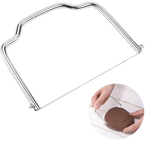 Small Metal Pottery Tools, Clay Wire Cutter with Stainless Steel Handles | Practical clay tools and clay cutters for shaping pottery and dough; also suitable as a cheese wire cutter for daily use.