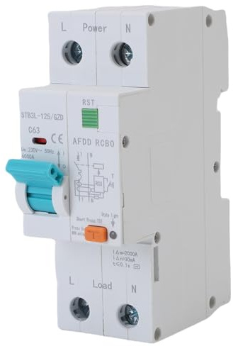 YUEHISY Interruptor de Circuito de Falla ARC 1P+N, AfDD RCBO con Protección contra la Fuga de Sobrecarga, para Sistemas de Energía AC 50Hz (63A)