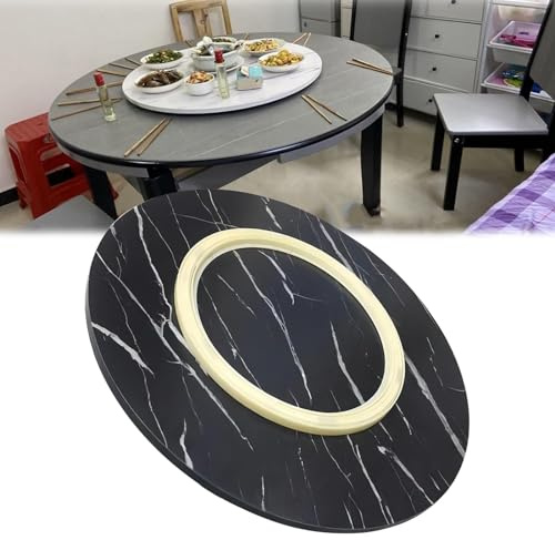 Plato giratorio de madera Lazy Susan, bandeja giratoria redonda con rodamiento, elegante centro de mesa para mesa de comedor, diámetro de 80 cm