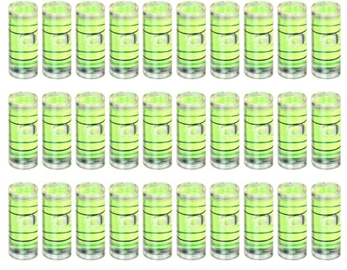 sourcing map 30pcs Small Cylindrical Bubble Level Vials 16x7mm PMMA Mini Horizontal Bubble Spirit Level Measuring Layout Tools for RV TV Picture Frame Hanging Tool Leveler