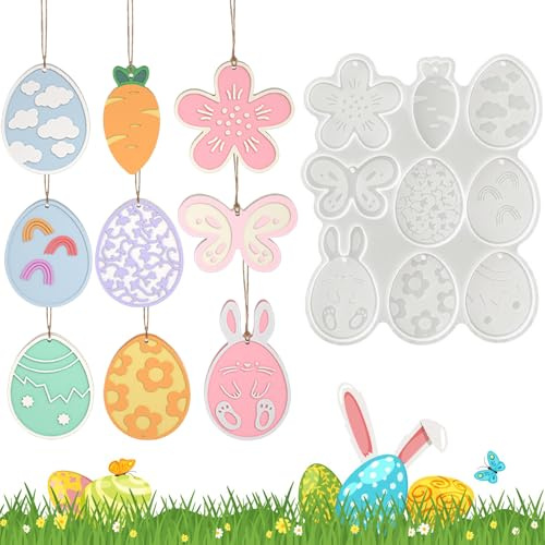 Silikonformen Gießformen Ostern,Silikon Gießform Ostern,Gießformen Silikon Ostern,Ostereier Epoxidharz Formen,Silikonform Ostern Hase,Silikonform Hase Anhänger,für DIY Os-terdeko Handwerk